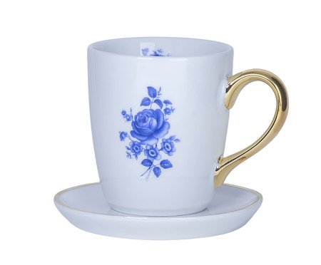 Caneca Rosa Azul em Porcelana e Ouro | Westwing