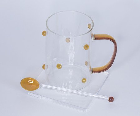Caneca Ambar com Colher e Pires | Westwing