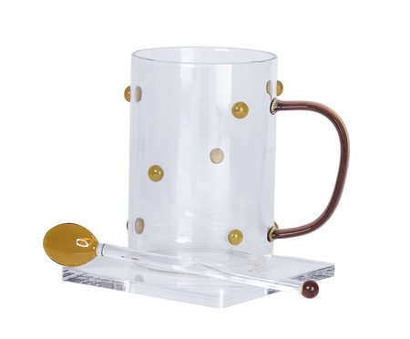 Caneca Ambar com Colher e Pires | Westwing