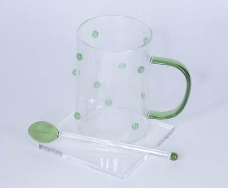 Caneca Verde com Colher e Pires | Westwing