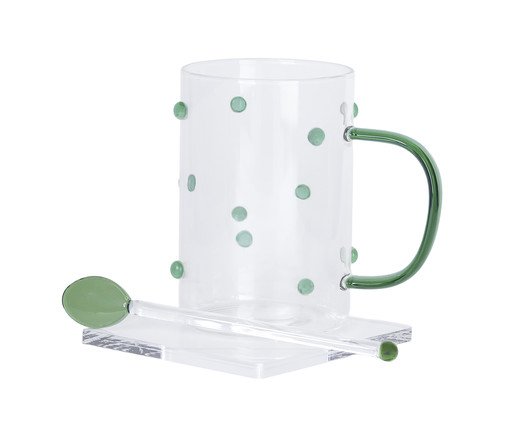 Caneca Verde com Colher e Pires, green | WestwingNow