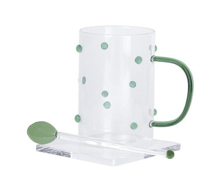 Caneca Verde com Colher e Pires | Westwing
