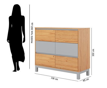 Cômoda Square Cinza - 6 Gavetas | Westwing