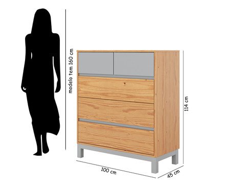 Cômoda Square Cinza - 5 Gavetas | Westwing
