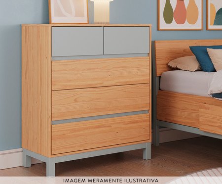 Cômoda Square Cinza - 5 Gavetas | Westwing