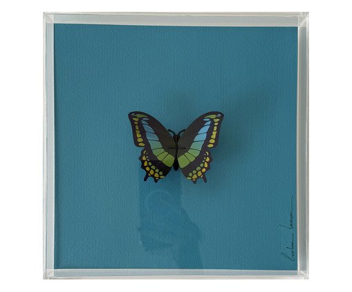 Quadro Borboleta Azul 3D - 25x25 cm, Azul | WestwingNow