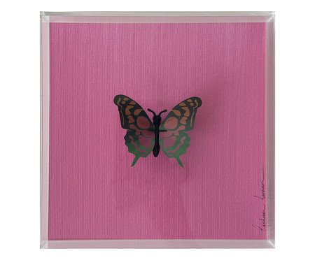Quadro Borboleta Rosa 3D - 20x20 cm | Westwing