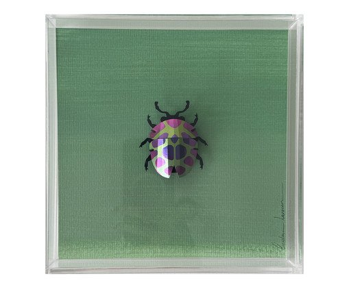Quadro Besouro Verde 3D - 20x20 cm, Verde | WestwingNow