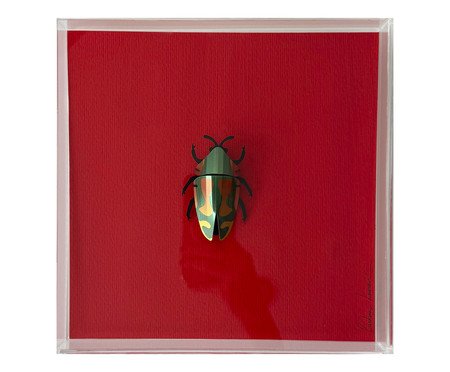 Quadro Besouro Vermelho 3D - 25x25 cm | Westwing