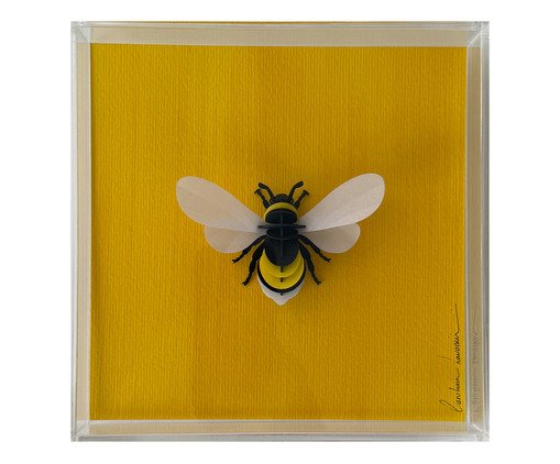 Quadro Abelha Amarela 3D - 20x20 cm, Vermelho | WestwingNow