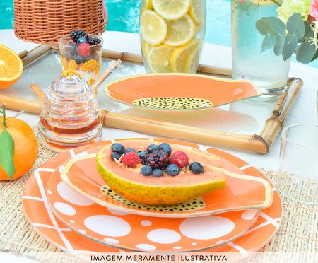 Prato Raso RED Laranja Poá - 24 cm | Westwing