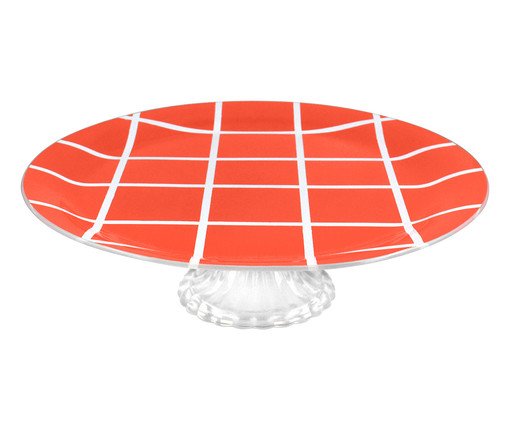 Prato com Pé Square Vermelho - 29 cm, red | WestwingNow