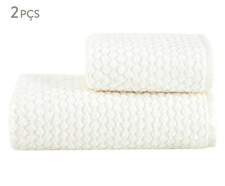 Jogo de Toalhas Poás Air Off-White - 2 Pçs | Westwing