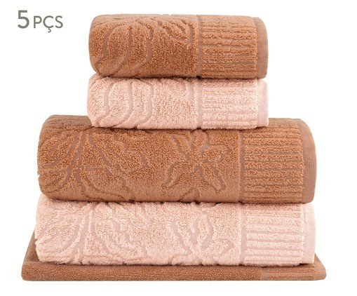 Jogo de Toalhas Garden Rosa Claro e Cobre - 5 Pçs, multicolor | WestwingNow