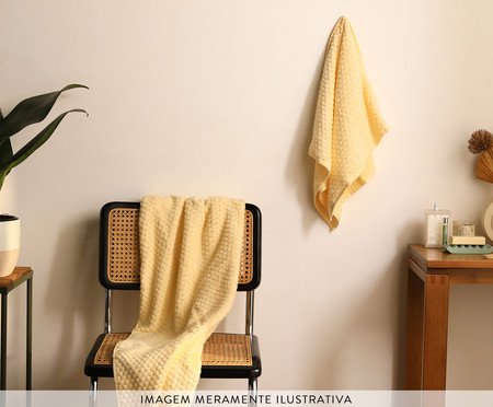 Jogo de Toalha Poás Air Amarelo e Off-White - 5 Pçs | Westwing