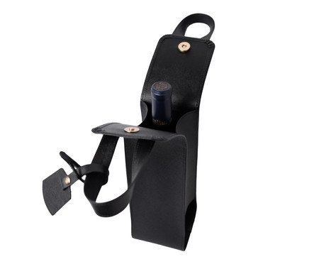 Porta-Garrafa em Couro Personalizado Individual Preto | Westwing