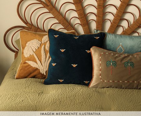 Capa de Almofada Bordada com Vivo Abelhas Azul Marinho | Westwing
