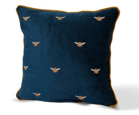 Capa de Almofada Bordada com Vivo Abelhas Azul Marinho | Westwing