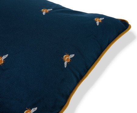 Capa de Almofada Bordada com Vivo Abelhas Azul Marinho | Westwing
