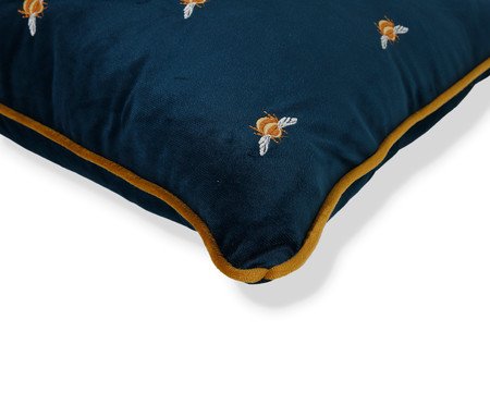 Capa de Almofada Bordada com Vivo Abelhas Azul Marinho | Westwing