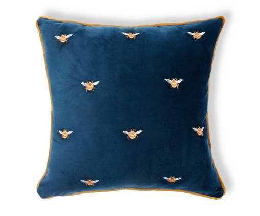 Capa de Almofada Bordada com Vivo Abelhas Azul Marinho, blue | WestwingNow