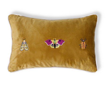 Capa de Almofada Bordada com Vivo 3 Insetos Amarelo | Westwing