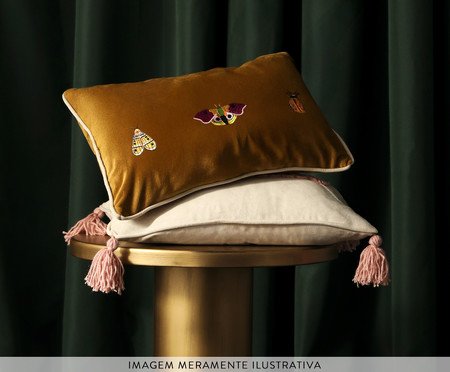 Capa de Almofada Bordada com Vivo 3 Insetos Amarelo | Westwing