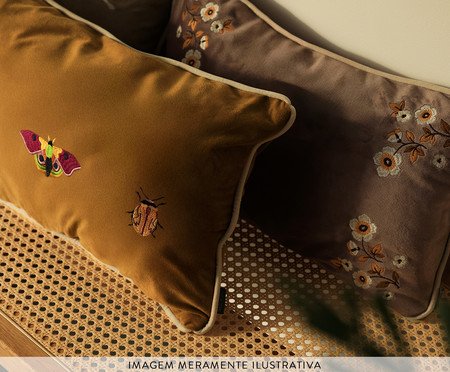 Capa de Almofada Bordada com Vivo 3 Insetos Amarelo | Westwing