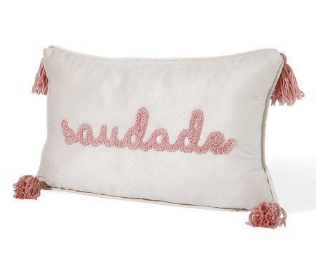 Capa de Almofada Bordada com Vivo e Tassels Saudade Off White | Westwing