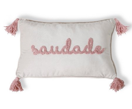 Capa de Almofada Bordada com Vivo e Tassels Saudade Off White | Westwing