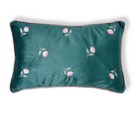 Capa de Almofada Bordada com Vivo Clarice Verde | Westwing