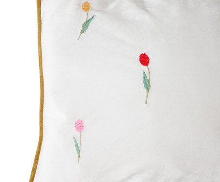 Capa de Almofada Bordada com Vivo Beatriz Off White | Westwing