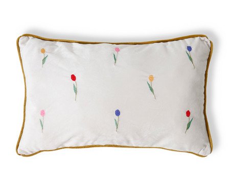 Capa de Almofada Bordada com Vivo Beatriz Off White | Westwing