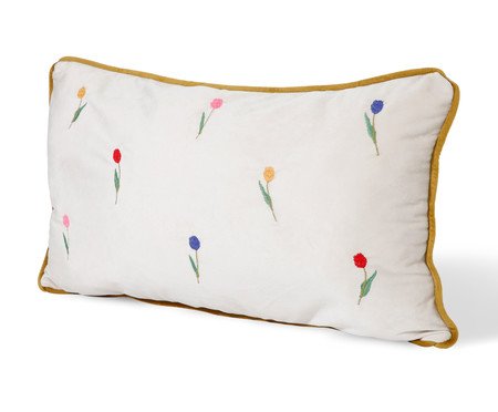 Capa de Almofada Bordada com Vivo Beatriz Off White | Westwing