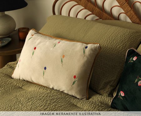 Capa de Almofada Bordada com Vivo Beatriz Off White | Westwing