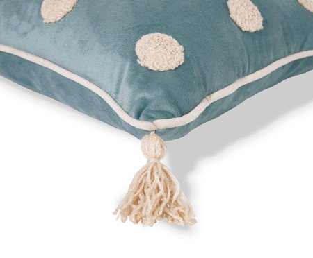 Capa de Almofada Bordada com Vivo e Tassels Poás Azul | Westwing