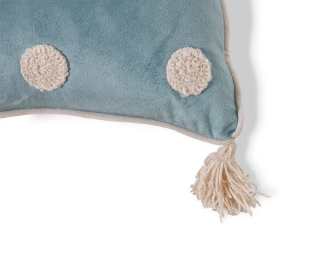 Capa de Almofada Bordada com Vivo e Tassels Poás Azul | Westwing