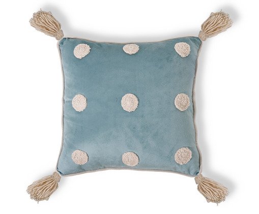 Capa de Almofada Bordada com Vivo e Tassels Poás Azul, blue | WestwingNow