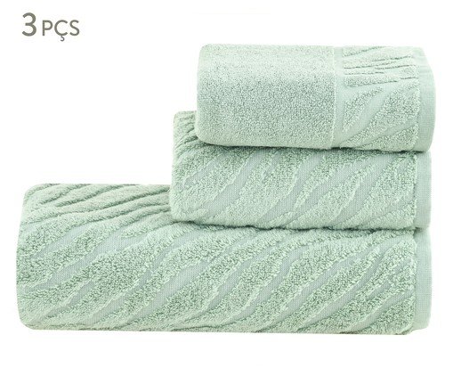 Jogo de Toalhas Zebra Air Verde Menta Escuro - 3 Pçs, green | WestwingNow