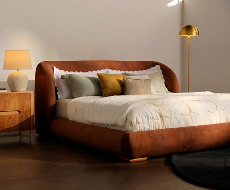 Cama Lumie Veludo Soft Tijolo | Westwing