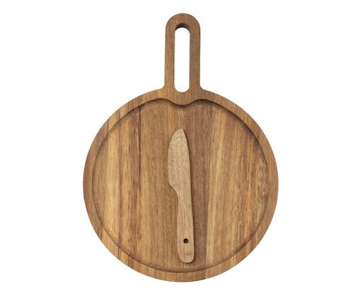 Jogo de Tábua Redonda e Faca Lignum, beige | WestwingNow