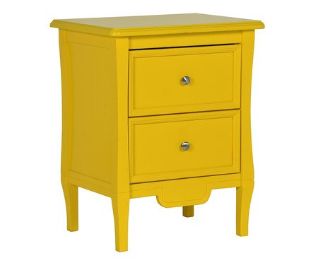 Mesa Cabeceira 2 Gavetas Amsterdã Todo Laqueado Amarelo | Westwing