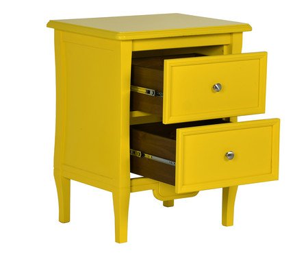Mesa Cabeceira 2 Gavetas Amsterdã Todo Laqueado Amarelo | Westwing