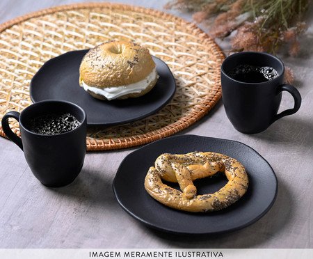 Jogo para Lanche Orgânico Matte Preto Matte | Westwing