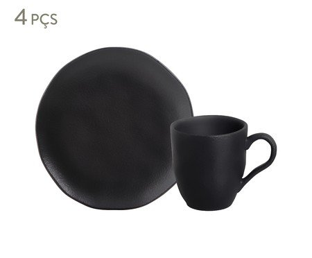 Jogo para Lanche Orgânico Matte Preto Matte | Westwing