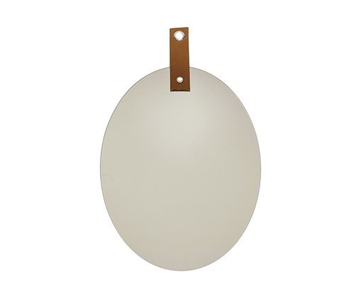 Espelho de Parade Leather Oval, silver or metallic | WestwingNow