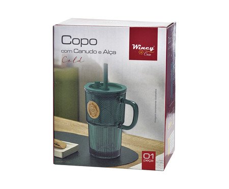 Copo com Tampa e Canudo Cold Verde - 420 ml | Westwing