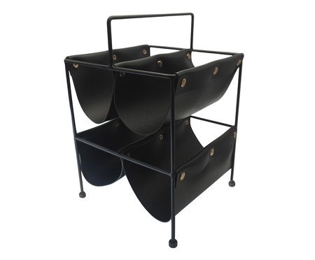 Adega Porta-Garrafa Cuir Gold e Preto | Westwing