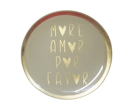 Prato Porta-Objeto Mais Amor Branco e Dourado - 13 cm | Westwing