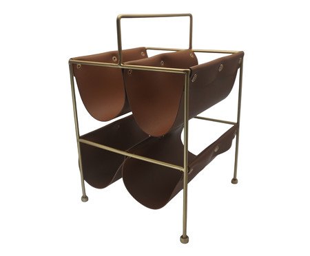 Adega Porta-Garrafa Cuir Gold e Caramelo | Westwing